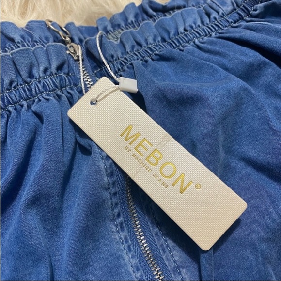 Ruffled and Ruching Denim Crop Top with Zipper - Picture 11 of 15